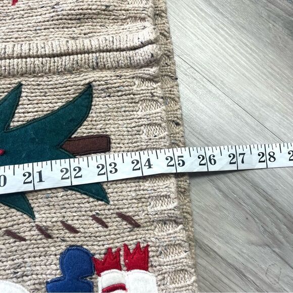 Theme Works Christmas Patchwork & Embroidered Wool Blend Zip Up Knit Vest Large - Picture 8 of 8